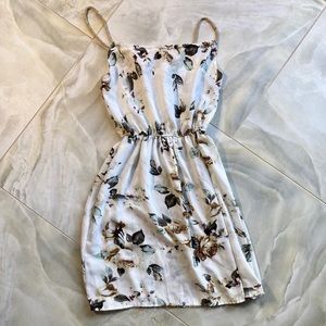 White Floral Summer Dress with Gold Straps